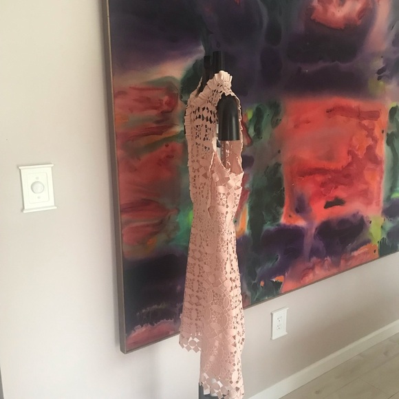 Sandro Paris dress lace cut out pastel peach needs new zipper MSRP $495 … - Picture 4 of 17